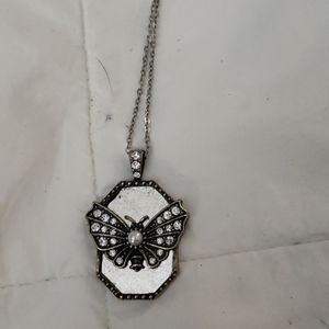 Bronze and silver butterfly necklace